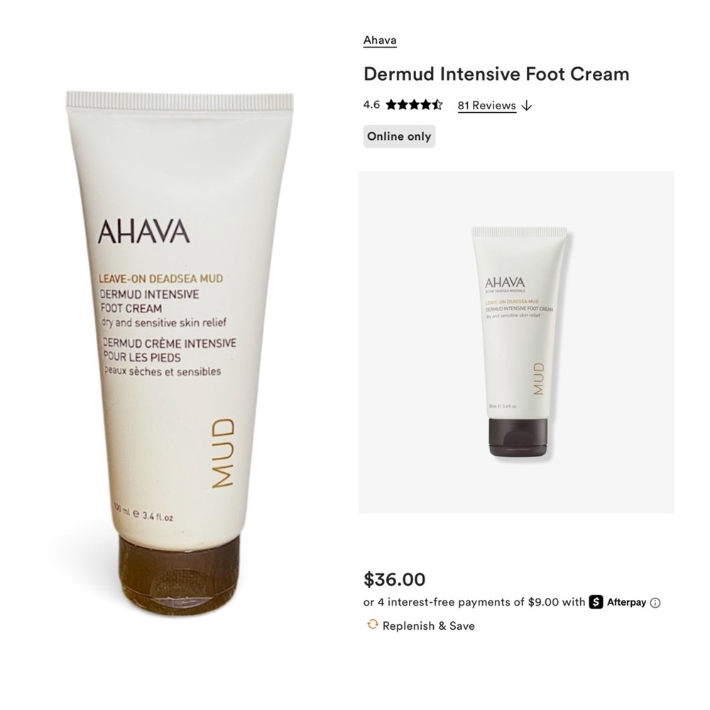 AHAVA Dermud Leave-On Dead Sea Mud Foot Cream
